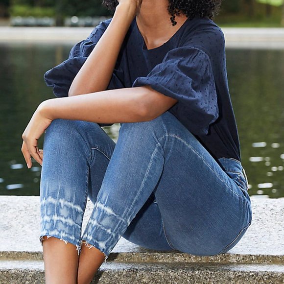 LOFT | Petite Curvy Tie Dye Skinny Crop Jeans - Picture 1 of 9